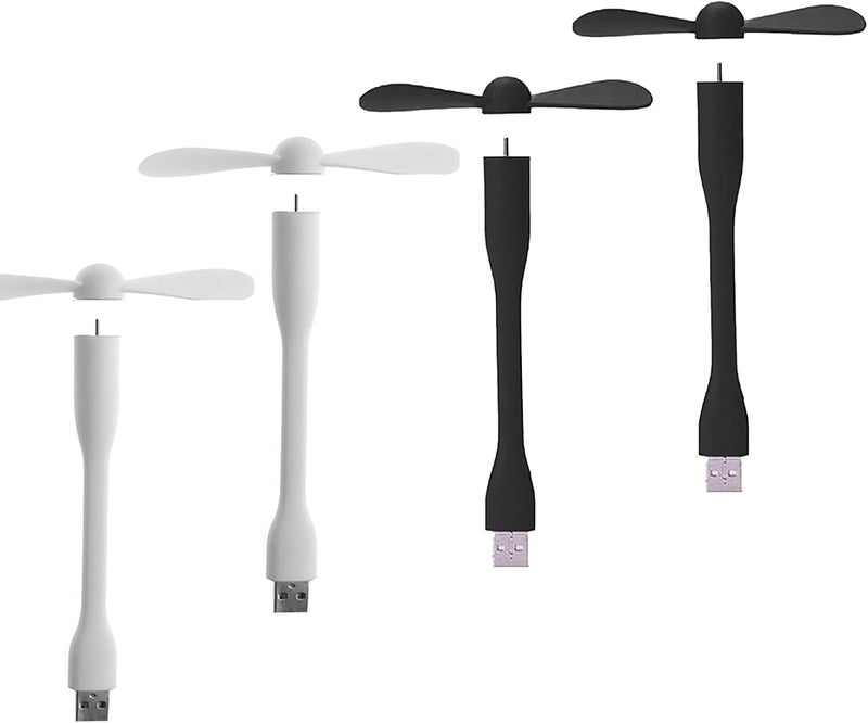 Soseelnee Mini USB Fan, Portable Pocket Fan USB-A Powered Little Cooler, Quiet Operation, for Home Office Car Outdoor Travel- 4 Pack (2 Black+ 2 White) - Image 1